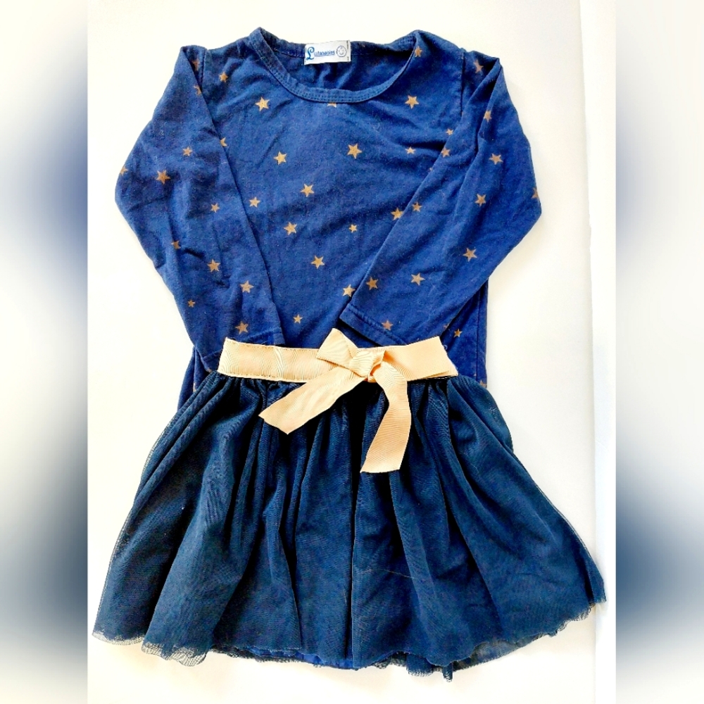 2pc Set Navy Blue and Gold Angel‎ Wing Tutu outfit. size approx 2-3T LullaBabies